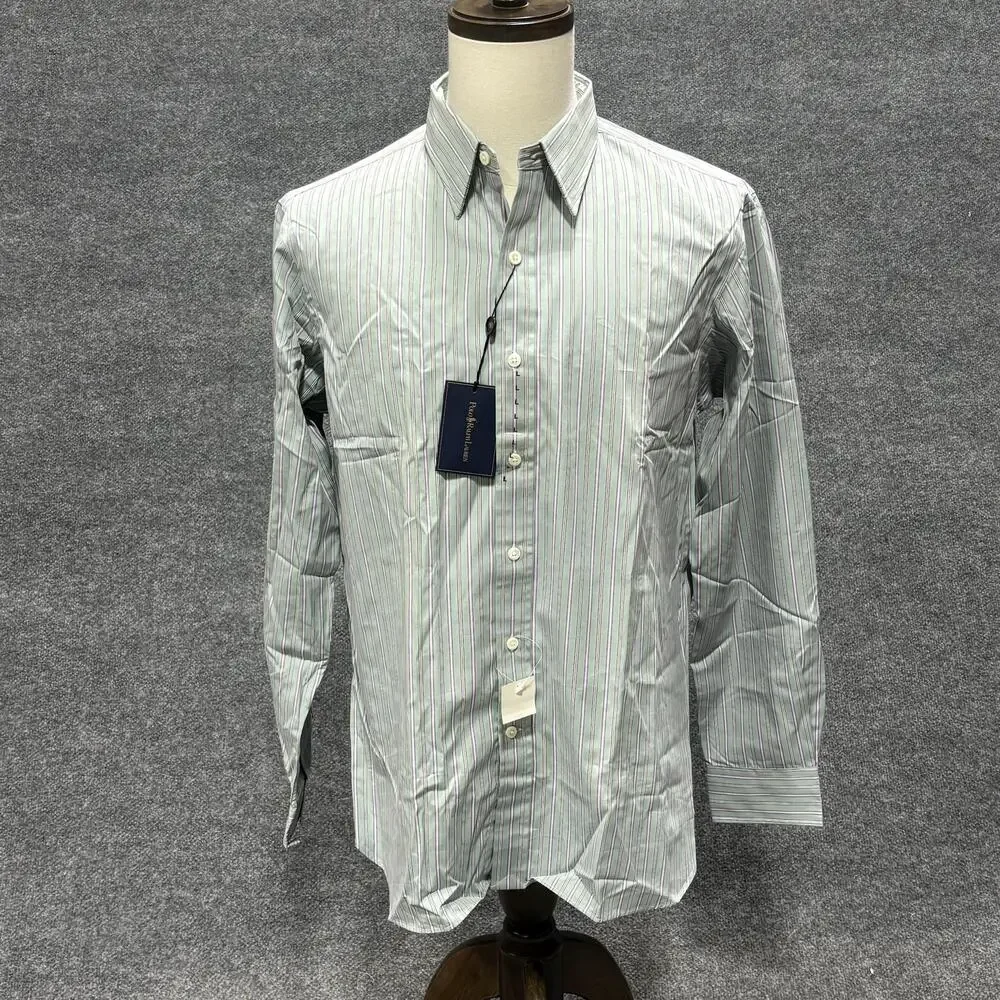 Polo Ralph Lauren Shirt Mens 16 40-41 Green Stripe Andrew Dress Button Up